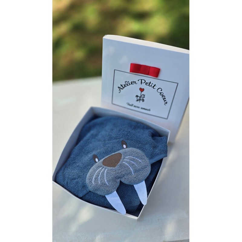 Grande cape de bain personnalisable modèle otarie – 100% coton